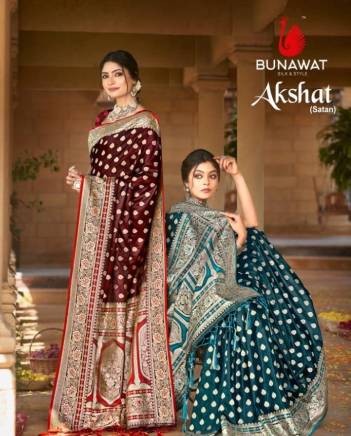 AKSHAT (SATAN) BY BUNAWAT SATIN SILK SAREE MANUFACTURER IN INDIA